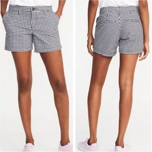 Women's Navy Blue and White Checkered Shorts